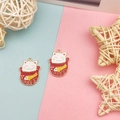 Close-up of enamel cat pendants with golden koi fish patterns for DIY jewelry making - Red Style (1)