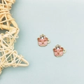 Cute pink and brown alloy tea cup cat pendants with gold plating for DIY jewelry - Pink Cup with Flower Accessory Grey Cat (4)