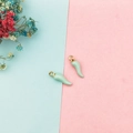 Detail of mint green chili alloy pendants with gold rings for DIY jewelry making - Green