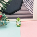 Mini bottiglia dei desideri in vetro con fiore rosa e tappo verde per gioielli DIY - Verde