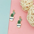 Detailed close-up of handmade cactus enamel charms with gold edges and LOVE text - LOVE Letter Style (2)