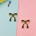 Λεπτομέρεια από DIY charms φιόγκο από επιχρυσωμένο κράμα με μαύρο σμάλτο για κοσμήματα - Μαύρο