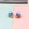 Detail of star-filled glass ball pendants for DIY jewelry with gold metal loops - Light Purple