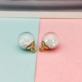 Star-filled glass ball pendant with golden cap for DIY jewelry making and earrings - White