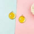 Detail of moon and star alloy charms in bright yellow for DIY earring making - Yellow Starry Sky