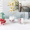Miniature resin bubble tea pendants with red and white fillings for DIY jewelry making - Grey Red Bean