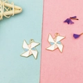 Macro view of colorful enamel windmill pendants with gold plating for DIY jewelry making - Mixed Color Windmill (Style 2)