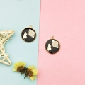 Golden alloy DIY pendant featuring a girl and clock silhouette in black enamel finish - Black