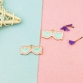 Pink heart-shaped eyewear charms with mint green enamel inlay for DIY jewelry making - Heart-Shaped Sunglasses