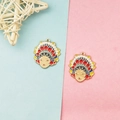 Detailed view of Chinese opera facial mask enamel charms for DIY earring making - Peking Opera Mask Design 3 (3)