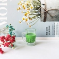 Miniature green matcha bubble tea charm in a clear beer mug resin pendant for DIY crafts - Green Black Bean