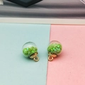 DIY glass ball charms with light green star sequins and golden metal fittings - Light Green