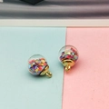 DIY glass ball pendant with colorful star sequins and golden metal ring fastener - Multicolor