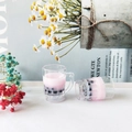 Pink bubble tea resin charms for DIY earrings and necklaces handmade jewelry - Pink Black Bean