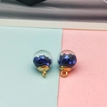 DIY glass ball charms with dark blue star sequins and golden metal bases - Sapphire Blue