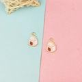Pink strawberry milk carton charms with gold trim for DIY earring and jewelry making - Strawberry Pie