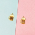 DIY enamel beer mug charms for earrings and bracelets in golden alloy finish - Beer Mug