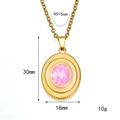 Irregular luxury pink enamel pendant necklace in gold titanium steel for women - Gold Pink Enamel