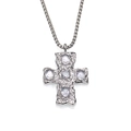 Détail du pendentif croix en argent martelé avec zircons et sa chaîne maille box - Pendentif Strass Blanc Seul (Sans Chaîne) / Acier