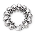 Punk-Stil Herren Totenkopf-Armband aus Edelstahl in Silber mit Federverschluss - 22cm / Stahlfarben