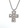 Pendentif croix en argent avec texture martelée et zircon champagne en vue variante - Pendentif Strass Champagne Seul (Sans Chaîne) / Acier
