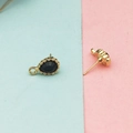 DIY-Ohrstecker in Tropfenform mit schwarzem Stein und goldener Perlenrand-Verzierung - Schwarze Wassertropfen-Ohrstecker