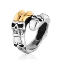 Gothic punk titanium steel skull ring with vintage silver and gold plating features - US 7 / Two-tone (Gold & Silver)