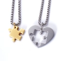 Polished stainless steel puzzle heart necklace set with gold and silver pendants - Gold Color Pendant Only (No Chain)