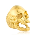 Men's punk style skull ring in polished rose gold finish with intricate gothic details - US 7 / Gold