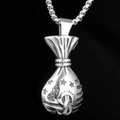 Retro stainless steel money bag pendant necklace with star relief and dollar sign - Pendant Only / Steel