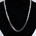 Men's silver Byzantine chain necklace in durable stainless steel on a black display - 5mm*55cm / Steel Color 5mm*55cm
