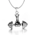 Retro silver dumbbell pendant necklace for men with fist design and box chain - Single Pendant (No Chain) / Steel