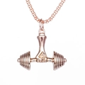 Classic dumbbell pendant necklace in rose gold finish for fitness enthusiasts - Single Pendant (No Chain) / Rose Gold