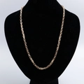 Bold two-tone gold and silver braided stainless steel chain necklace on a black bust display - 4mm*55cm / Gold Silver Two Tone