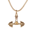 Golden dumbbell necklace featuring hand gripping weight pendant with polished finish - Single Pendant (No Chain) / Gold