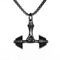 Men's black stainless steel dumbbell fist pendant necklace with durable box chain - Single Pendant (No Chain) / Black