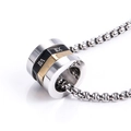 Detail of tricolor stainless steel barrel pendant with Roman numerals on a box chain - Pendant Only (Without Chain) (Small Size)
