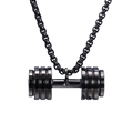 Fitness dumbbell pendant necklace in black titanium steel with chunky box chain - Black Pendant Only (Without Chain)