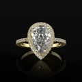 Sparkling pear-cut halo engagement ring with gold band and micro-pave cubic zirconia - US 5 / Gold