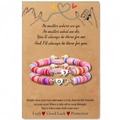 Handmade Heishi bead couple bracelets with sun and moon heart charms on a gift card - Heart Pattern Sun And Moon / Set of 2 / Colorful