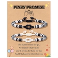 Braccialetti di coppia Pinky Promise fatti a mano con perline su carta regalo - Coppia Nero Bianco