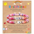 Détail des breloques soleil et lune sur bracelets d'amitié en perles d'argile colorées - Meilleur Ami Multicolore Rond