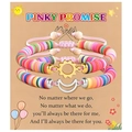 Detail of colorful clay bead friendship bracelets with gold sun and silver moon charms - Couples Multicolor Gold Silver Style (B00751)