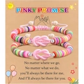 Braccialetti dell'amicizia fatti a mano in argilla Pinky Promise con biglietto regalo - Coppia Multicolore
