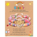 Detail of sun and moon friendship bracelets on sister gift card with colorful heishi beads - Besties Multicolor Gold Silver Style (B00751)
