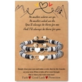 Détail de bracelets de couple ajustables avec breloques cœur sur carte de vœux - Carte à Tirer Noir et Blanc (Ensemble)