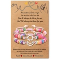 Colorful heishi bead sun and moon friendship bracelets with adjustable pink cord - Multicolor Silver Style (B00751)