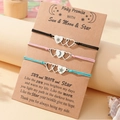 Three-piece stainless steel braided heart bracelets featuring sun moon and star charms - Pinky Promise Heart Style (B00536) / Set of 3 / Multicolor