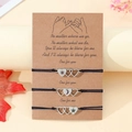 Détail de trois bracelets en cordon ajustable avec breloques cœur soleil lune étoile - Style de Coeur (B00536) / Lot de 3 / Noir