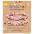 Dettaglio di braccialetti dell'amicizia fatti a mano con perle colorate e nodo su carta - Migliore Amico Multicolore